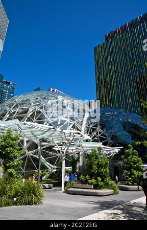 Amazon Spheres. Sphärische Strukturen am Amazon-Hauptsitz in Seattle, Washington, USA. Stockfoto