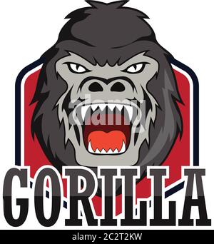 gorilla-Logo auf weißem Hintergrund, Vektorgrafik Stock Vektor