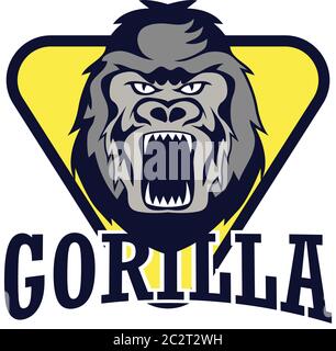 gorilla-Logo auf weißem Hintergrund, Vektorgrafik Stock Vektor