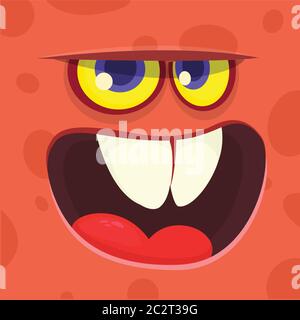 Wütend Cartoon Monster. Vektor Halloween aufgeregt Monster Teufel mit großen Mund Stock Vektor