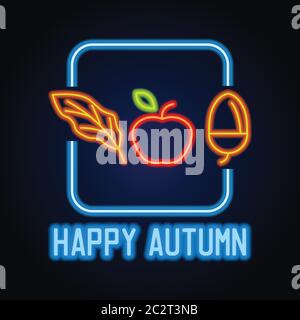 Herbstsaison mit Neonlicht-Effekt. vektor-Illustration Stock Vektor