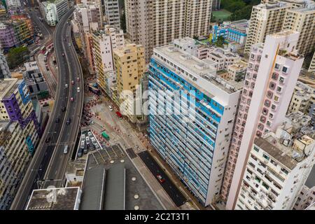 Nach Kwa Wan, Hongkong 17. Mai 2019: Luftaufnahme der Stadt Hongkong Stockfoto