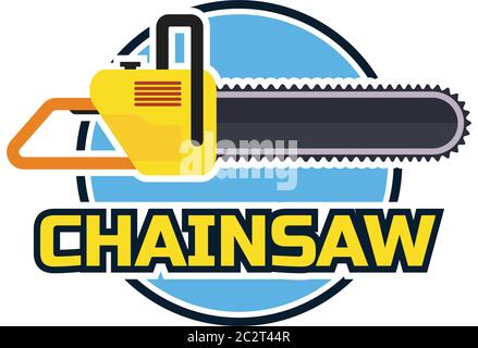 Kettensäge Logo isoliert auf weißem Hintergrund. vektor-Illustration Stock Vektor