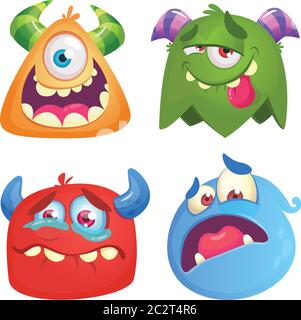 Lustige Cartoon Monster Icons gesetzt. Halloween Vektor Illustration Stock Vektor