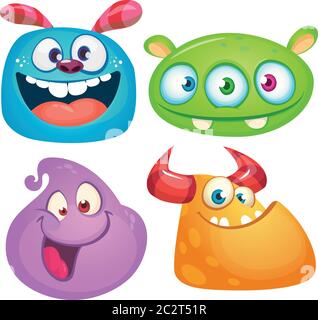 Lustige Cartoon Monster Icons gesetzt. Halloween Vektor Illustration Stock Vektor