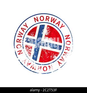 Norwegen Schild, Vintage Grunge Aufdruck mit Flagge auf weiß Stock Vektor