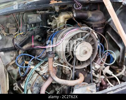 Alte Auto-Motor-Detailansicht Stockfoto