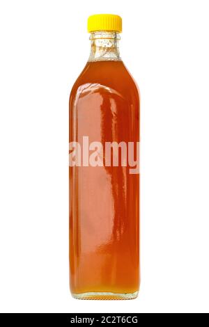 Raw unverarbeitete Honig im Glas Flasche, auf weißem Hintergrund. Stockfoto