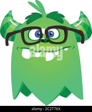 Cartoon lustige Monster tragen Brillen. Illustration von aufgeregt Monster-Design Stock Vektor