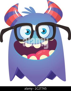 Cartoon lustige Monster tragen Brillen. Illustration von aufgeregt Monster-Design Stock Vektor