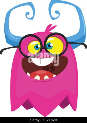 Cartoon lustige Monster tragen Brillen. Illustration von aufgeregt Monster-Design Stock Vektor