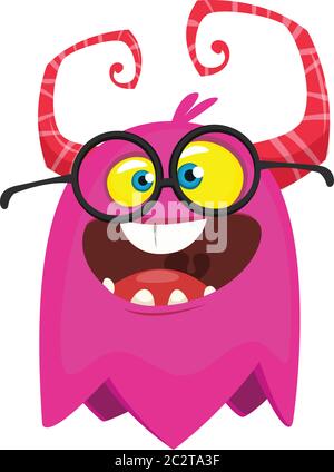 Cartoon lustige Monster tragen Brillen. Illustration von aufgeregt Monster-Design Stock Vektor