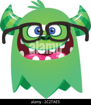 Cartoon lustige Monster tragen Brillen. Illustration von aufgeregt Monster-Design Stock Vektor