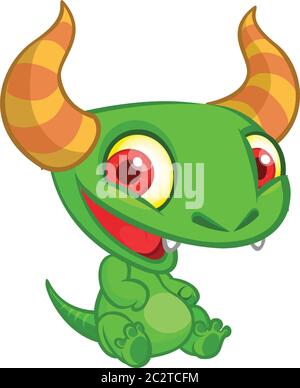 Cartoon glücklich kleinen Drachen. Halloween-Illustration des Drachen Charakter Stock Vektor
