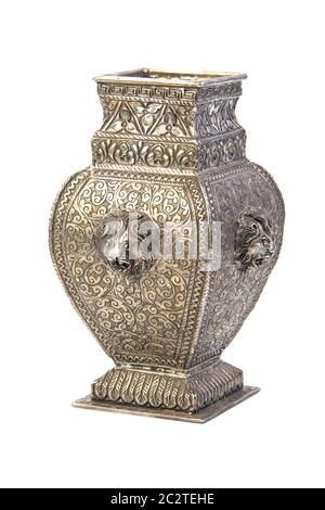 Silberne Vase. Isoliert Stockfoto