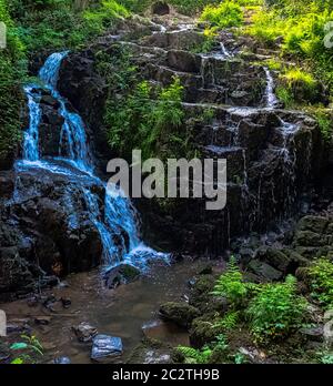 La Petite Cascade - der kleine Wasserfall von Cance und CanÃ§auf Flüssen - Le Neufbourg, Normandie, Frankreich Stockfoto