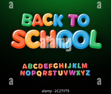Zurück zur Schule Buchstaben und Zahlen gesetzt. Kinder Bildung Stil Alphabet. Schriftart für Veranstaltungen, Aktionen, Logos, Banner, Monogramm und Poster. Vektor Stock Vektor