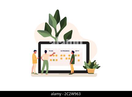 Stand-up-Meeting während der covid Quarantäne-Zeit Stock Vektor