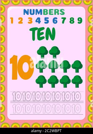 Mathe für Vorschulkinder und Kleinkinder mit Brokkoli-Design Stock Vektor