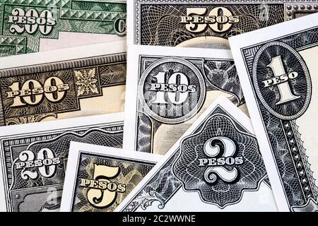 Altes Geld aus den Philippinen ein geschäftlicher Hintergrund Stockfoto