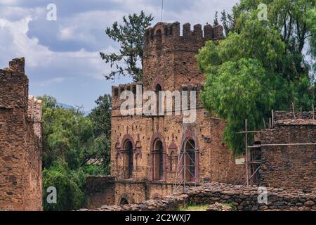 Fasil Ghebbi, königliche Festung - Stadt in Gondar, Äthiopien. Von Kaiser Fasilides gegründet. Imperial Palace schloss Komplex heißt Camelot Afrikas. U Stockfoto