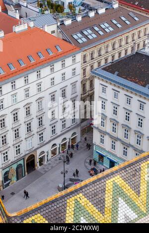 Wien, Österreich 2. Januar 2018. Blick von Aussichtsplattform Stephansdom Domkirche St. Stephan Architekturplatz Stockfoto