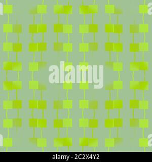 Regelmäßiges Quadrate-Muster mit wiggly Linien Zitronenlime und hellgrün auf hellgrün vertikal Stockfoto