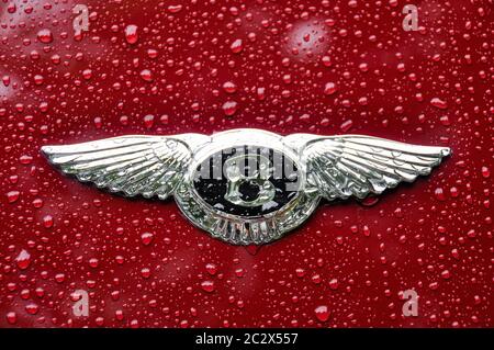 Bentley Logo mit Regentropfen Stockfoto