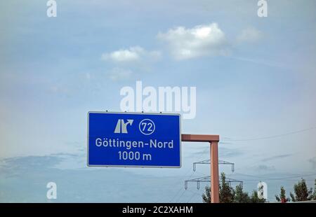 Nehmen Sie die Abfahrt GÃ¶ttingen-Nord Stockfoto