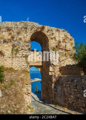 Im Inneren des Coroni-Schlosses in Griechenland Stockfoto