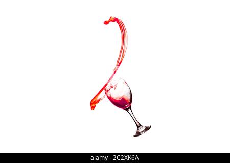 Ein Glas Rotwein, ein Glas Wein aus einem Weinglas Stockfoto