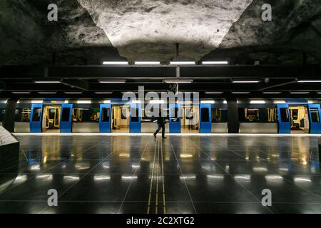 STOCKHOLM, SCHWEDEN - 22. Mai 2014. Stockholm U-Bahn, Schweden Innenansicht der Stadtshagen Stockfoto