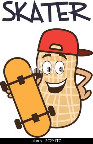 Skater Erdnuss Cartoon-Charakter. vektor-Illustration Stock Vektor