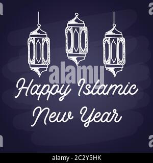 Happy Islamic New Year Celebration Konzept. Vektorgrafik Stock Vektor