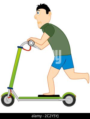 Vektor-Illustration junge Männer auf Roller fahren Stockfoto