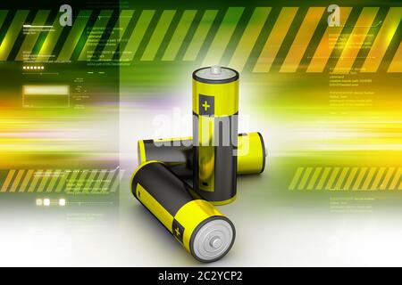 Batterien in farbigem Hintergrund Stockfoto