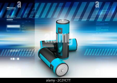 Batterien in farbigem Hintergrund Stockfoto