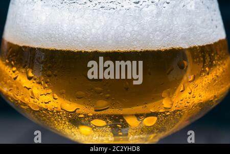 Handwerk Bier mit Schaum im Glas Makroaufnahme Stockfoto