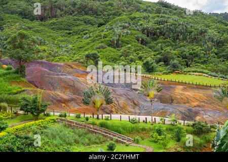 Farbige Erde In Chamarel, Insel Mauritius, Afrika Stockfoto