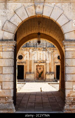 Kloster Arkadi, oder Moni Arkadiou, ein berühmtes und historisches Heiligtum in Rethymno Region, Kreta Insel, Griechenland, Europa. Stockfoto