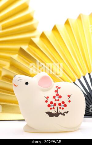 Puppen von Nezumi Maus. Japanische New Year Karte. Japanische neues Jahr Maus Objekt. Stockfoto