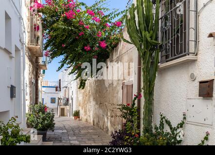 Polignano a Mare, Italien - 17. September 2019: Das charmante und romantische Altstadt von Polignano a Mare und Apulien, Süditalien Stockfoto
