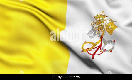 Flagge des Staates der Vatikanstadt, 3D-Illustration Stockfoto