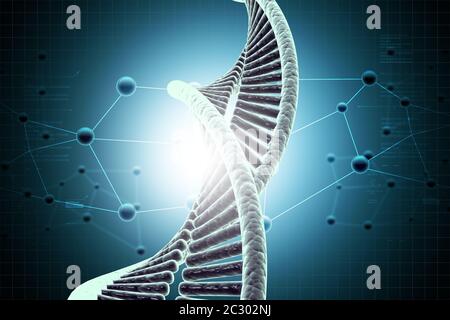 DNA in farbigem Hintergrund Stockfoto