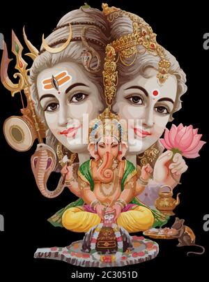 Parvati yashoda lord Vishnu Festival hinduismus Kultur Mythologie ganesha Illustration Stockfoto