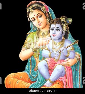 Lord krishna Flöte Festival hinduismus Kultur Mythologie yashoda Illustration Stockfoto