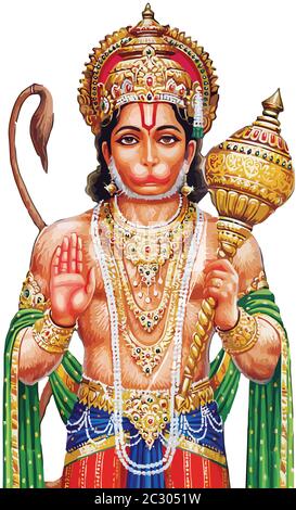 Darstellung der indischen gottesagenwelt des Affen hanuman jayanti Stockfoto