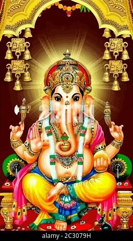 Ganesha hindu Tempel Glocke lord Faith Mythology segne gottes Illustration Stockfoto