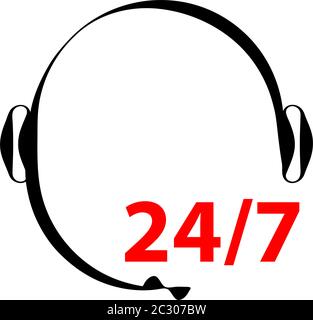 Telefon-Support-Symbol, Responsive 24 Stunden pro Tag das ganze Jahr über Vektor-Kunst Illustration Stock Vektor