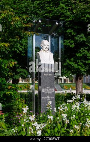 Komponist, Franz Lehar Denkmal im Kurpark, Bad Ischl, Salzkammergut, Oberösterreich, Österreich Stockfoto